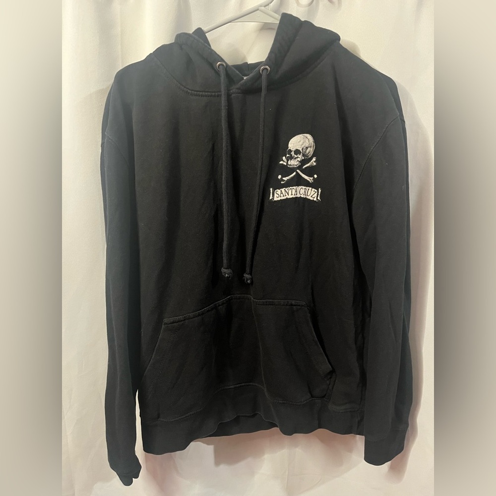 Duck Co Santa Cruz Black Hoodie With Skulls Pirates Swords Size M